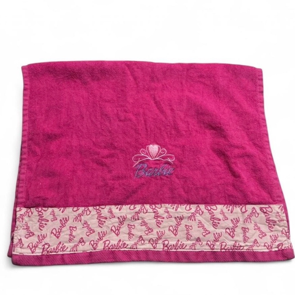 Barbie Pink Hand Towel with Embroidered Logo cute collectible
